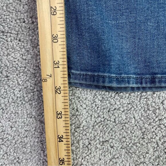 Hollister Jeans Women’s 4 Long Blue Flare High Rise Medium Wash Ripped Stretch - Picture 10 of 12